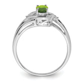 Sterling Silver Rhodium Plated Diamond & Peridot Ring